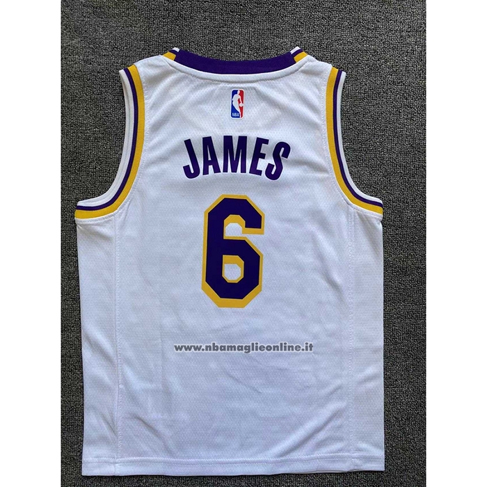 Maglia Bambino Los Angeles Lakers LeBron James #6 Association 2022-23 Bianco